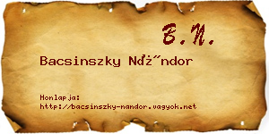 Bacsinszky Nándor névjegykártya
